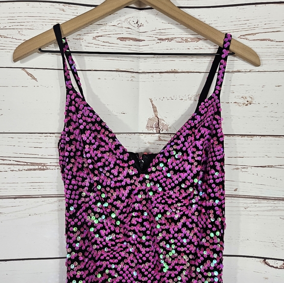 Sho by Tadashi Shoji | Richie Pink Iridescent Sequin Midi Dress NWT - Picture 4 of 8